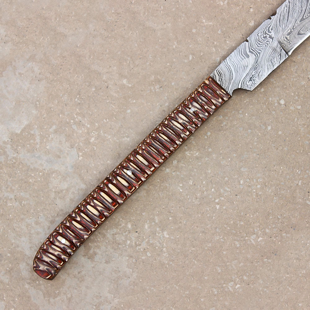 28" Hand Forged Damascus Steel Full Tang Machete Knife Outdoor Hunting Knife With Leather Sheath - propswords