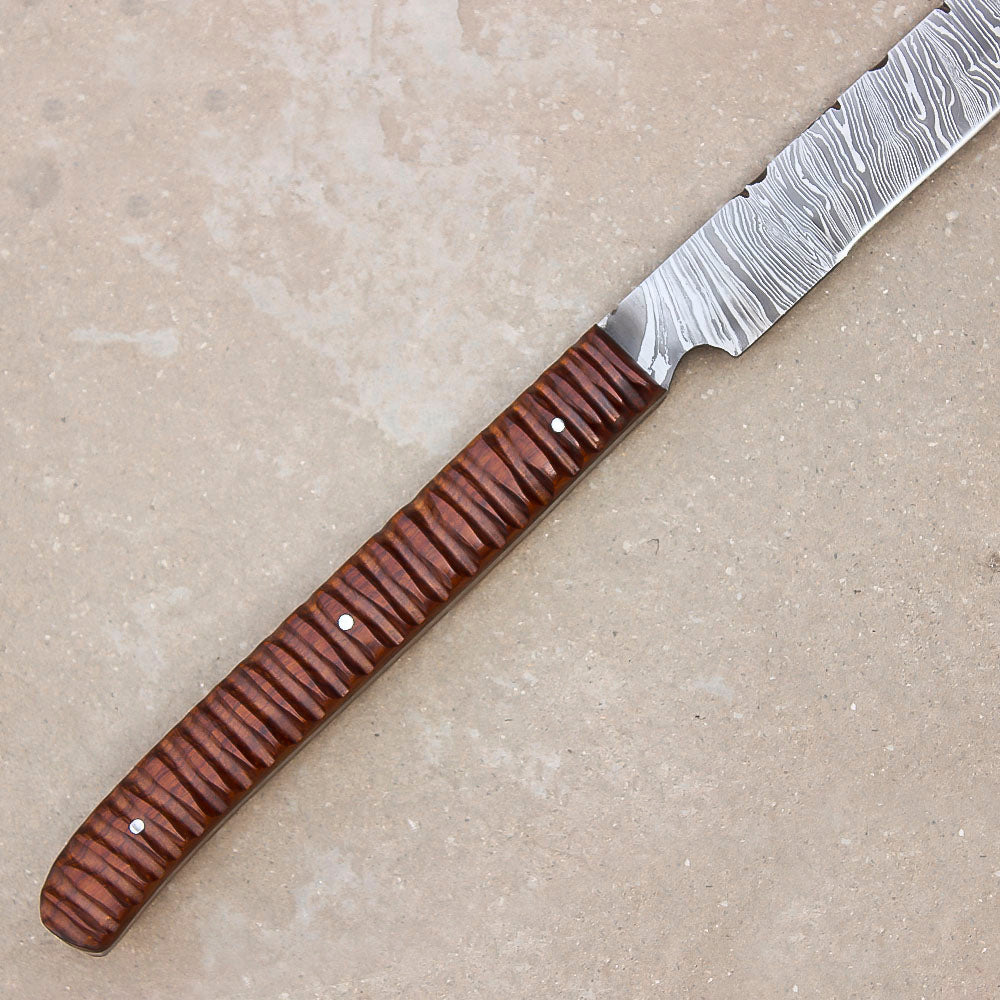 28" Handmade Damascus Steel Hunting Sword Machete Style With Leather Sheath - propswords