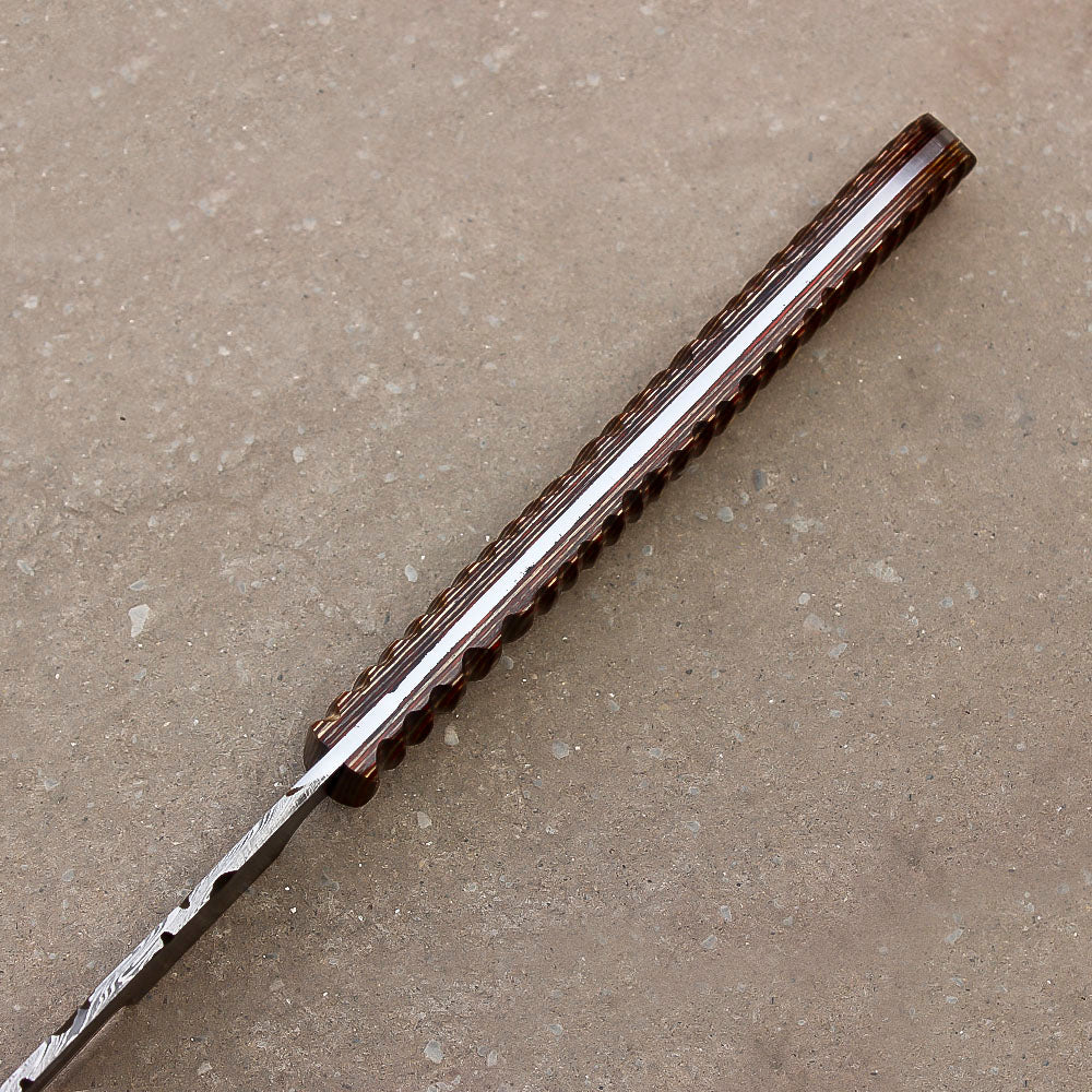 28" Hand Forged Damascus Steel Full Tang Machete Knife Outdoor Hunting Knife With Leather Sheath - propswords