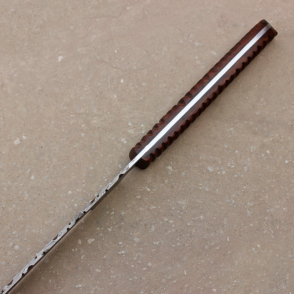 28" Handmade Damascus Steel Hunting Sword Machete Style With Leather Sheath - propswords