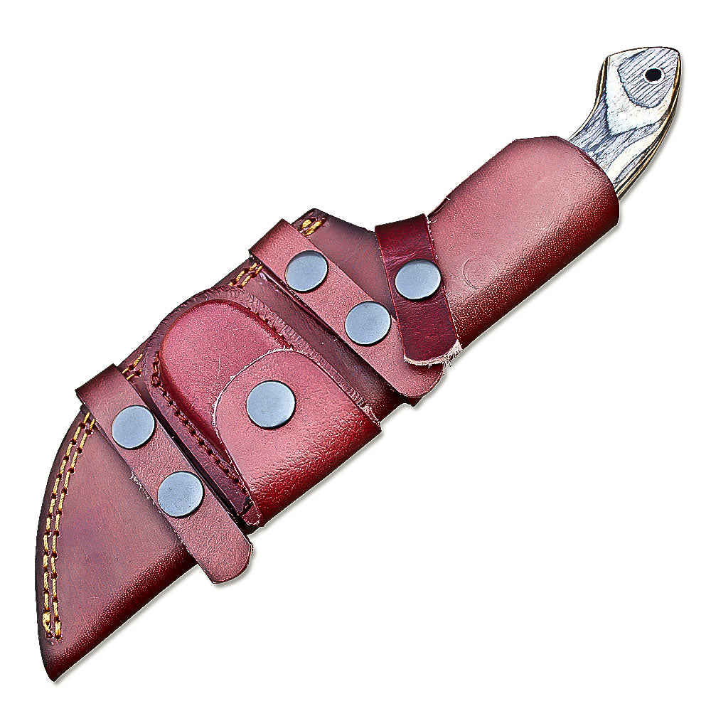Handmade Damascus Steel Full Tang Tracker Knife With Leather Sheath-Survival, Hunting, Bowie, Outdoor - propswords
