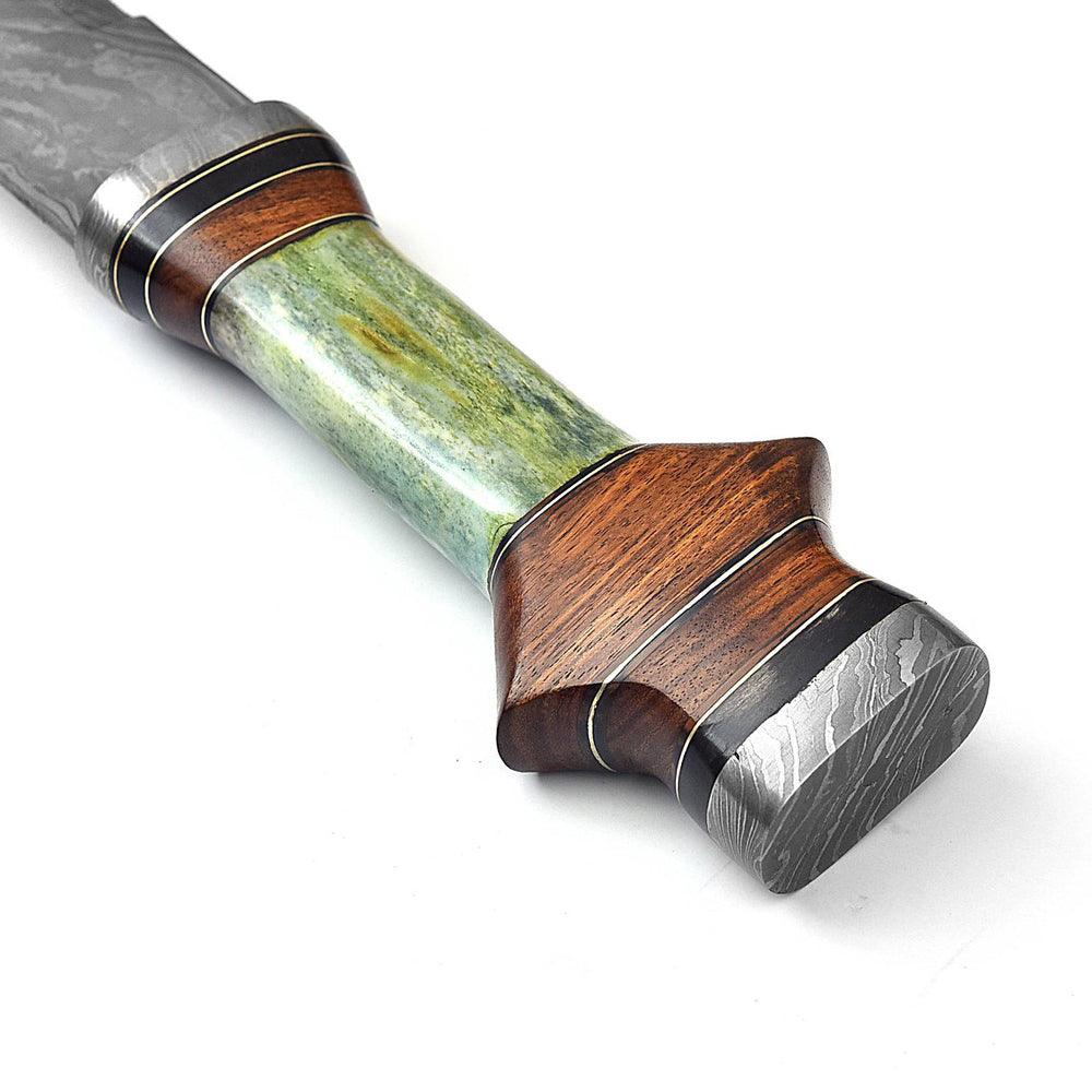 Handmade Damascus Steel Gladiator Spatha Sword With Leather Sheath - propswords