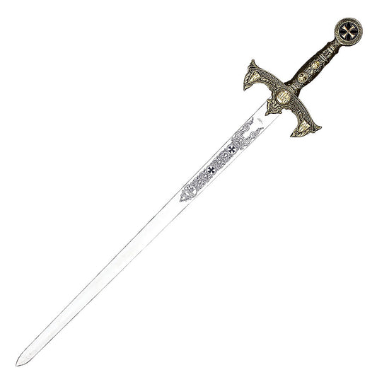 Legends In Steel Knights Templar Long Sword and Wall Plaque - propswords