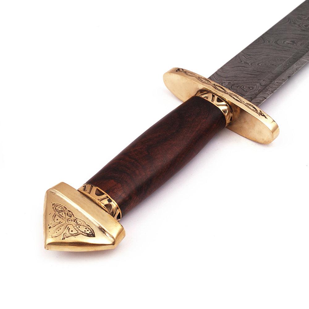Handmade Damascus Steel Medieval Lang Seax 7th Century Viking Sword - propswords