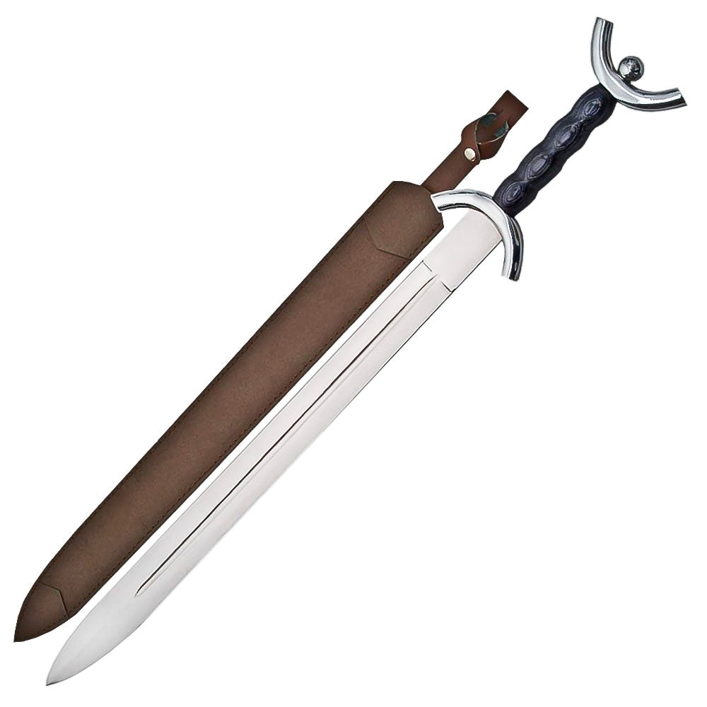 31” Handmade Stainless Steel Black Celtic War Sword With Sheath - propswords