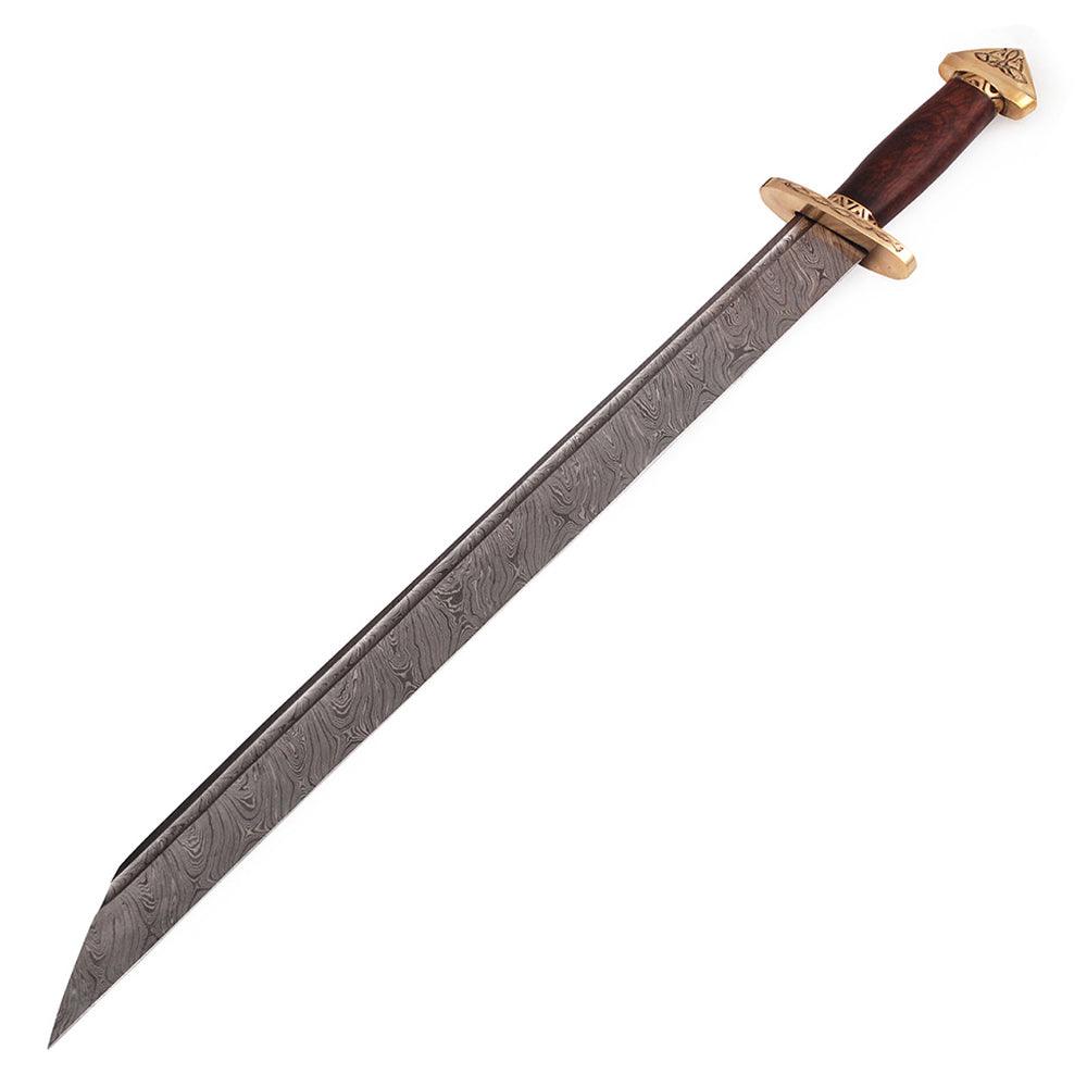 Handmade Damascus Steel Medieval Lang Seax 7th Century Viking Sword - propswords