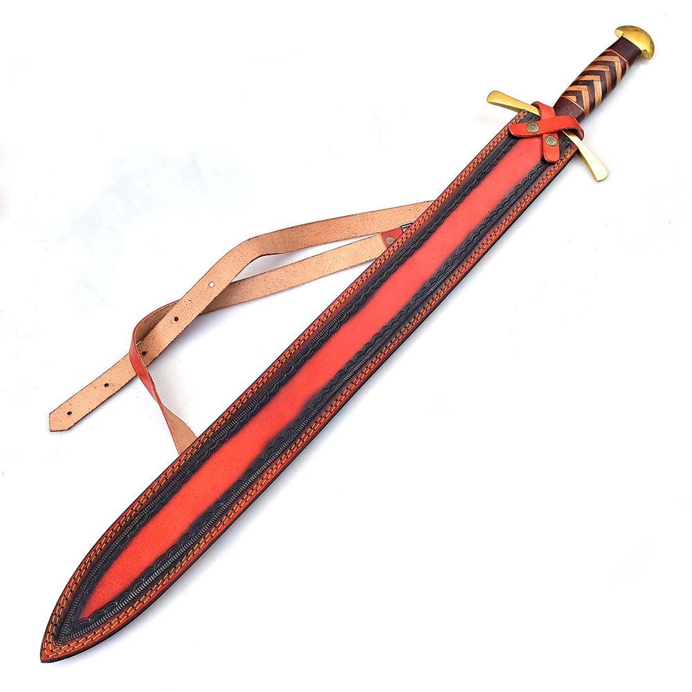 Handmade Damascus Steel Brute Elja Pattern Historical Inspired Replica Sword - propswords