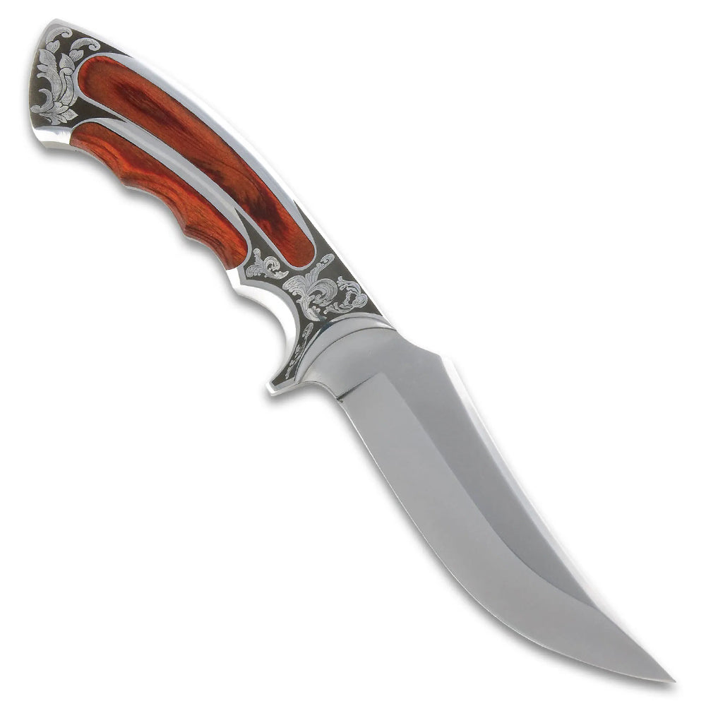 10" Handmade Stainless Steel Wood Handle Bushcraft Skinner Knife Hunting Knife With Sheath - propswords