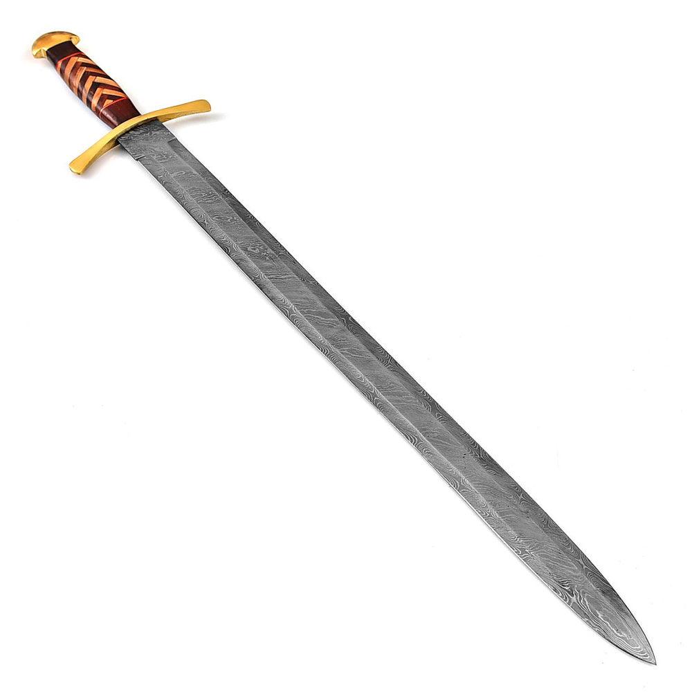 Handmade Damascus Steel Brute Elja Pattern Historical Inspired Replica Sword - propswords
