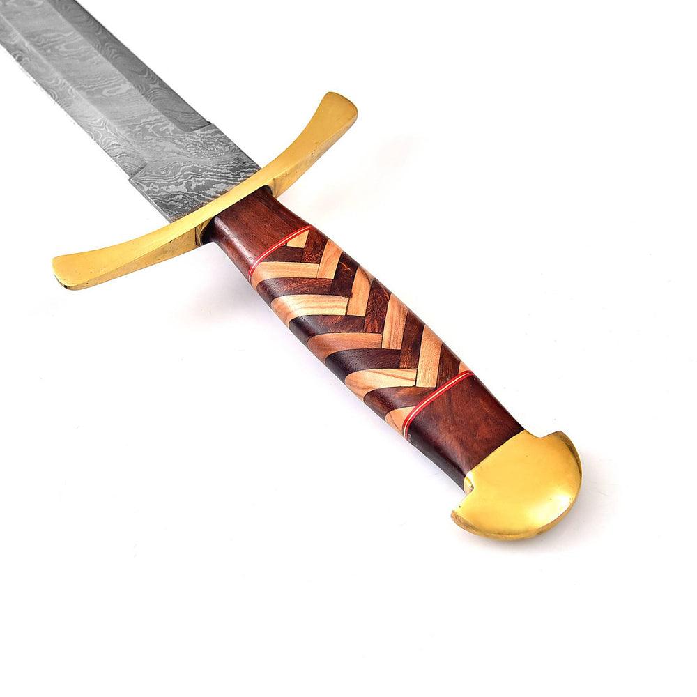 Handmade Damascus Steel Brute Elja Pattern Historical Inspired Replica Sword - propswords