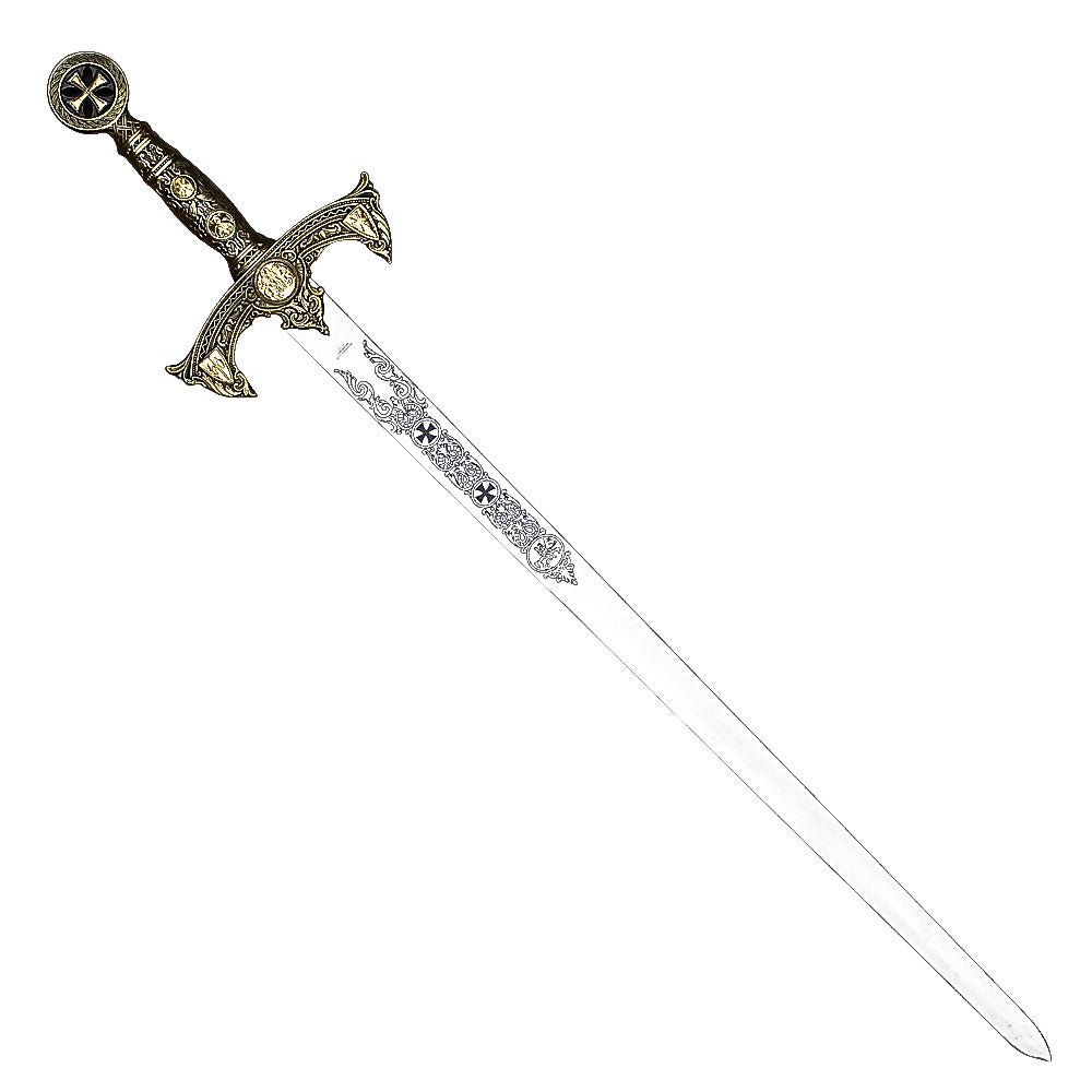 Legends In Steel Knights Templar Long Sword and Wall Plaque - propswords