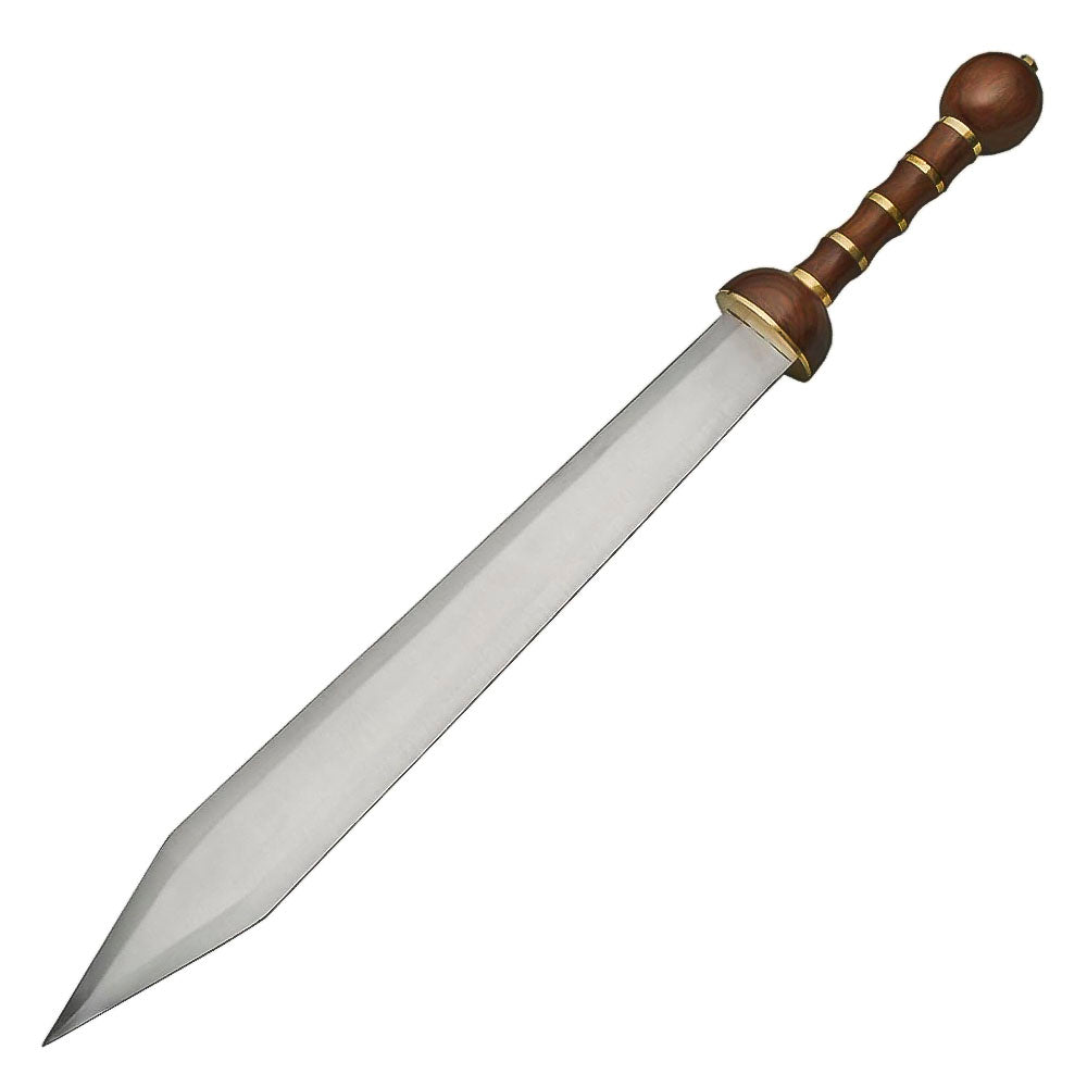 34” Handmade Wood and Brass Handle Roman Style Gladius Sword with Leather Sheath - propswords