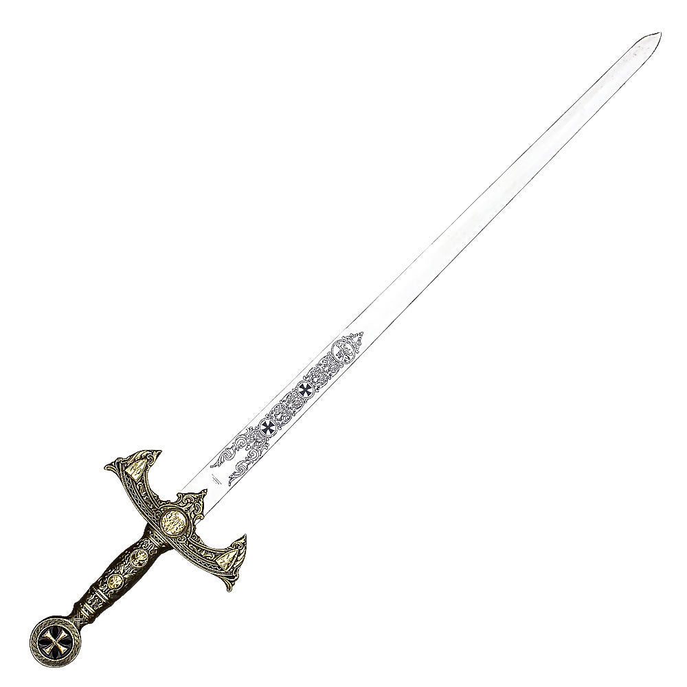 Legends In Steel Knights Templar Long Sword and Wall Plaque - propswords