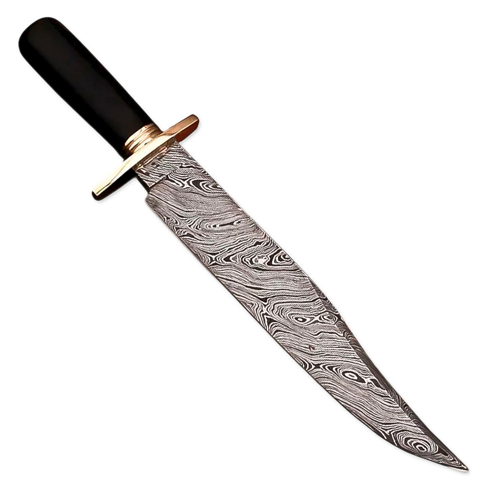 15" Handmade Damascus Steel Rat-Tail Hunting Bowie Knife Micarta Handle With Leather Sheath - propswords
