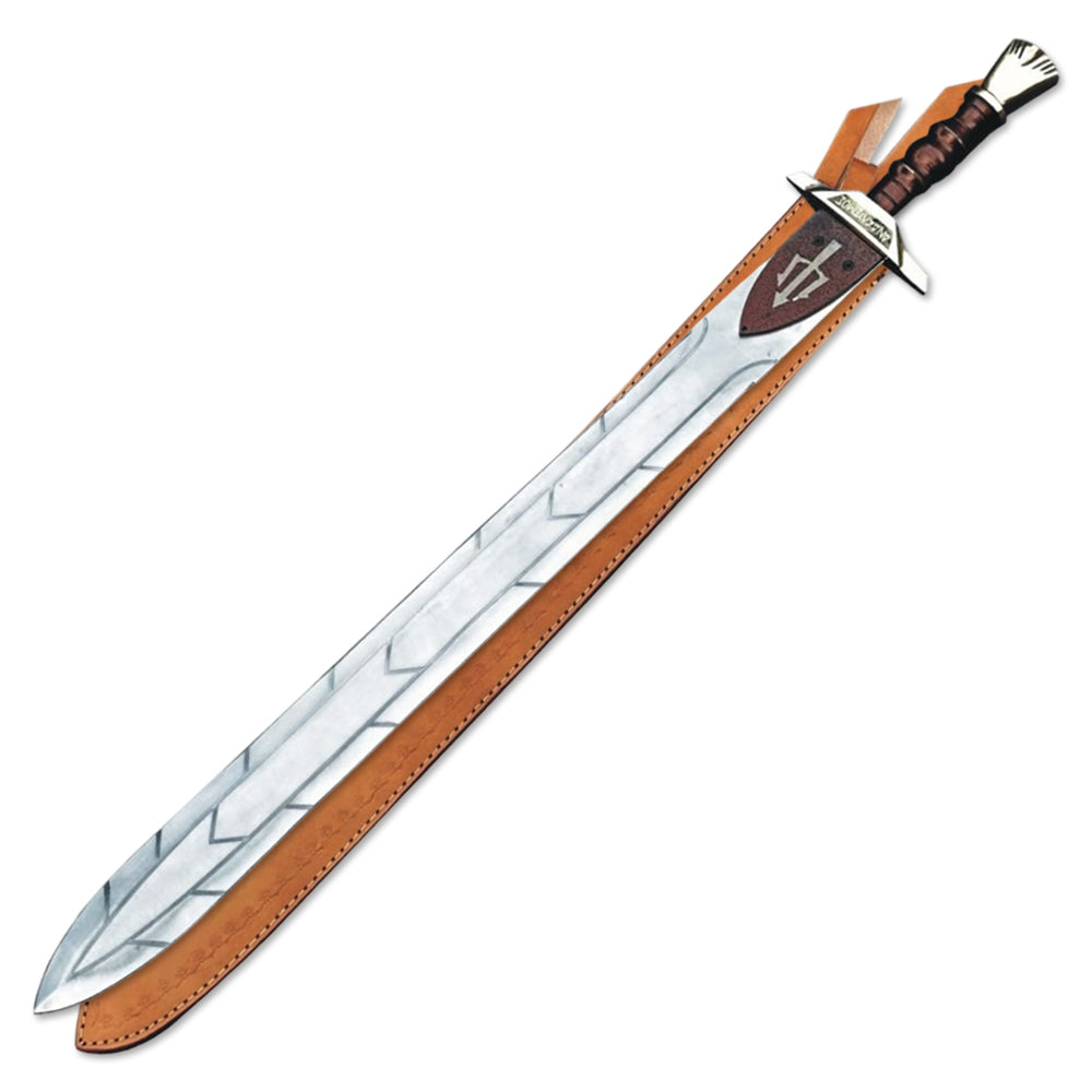 30" Handmade Stainless Steel Percy Jackson Riptide Sword With Leather Sheath - propswords