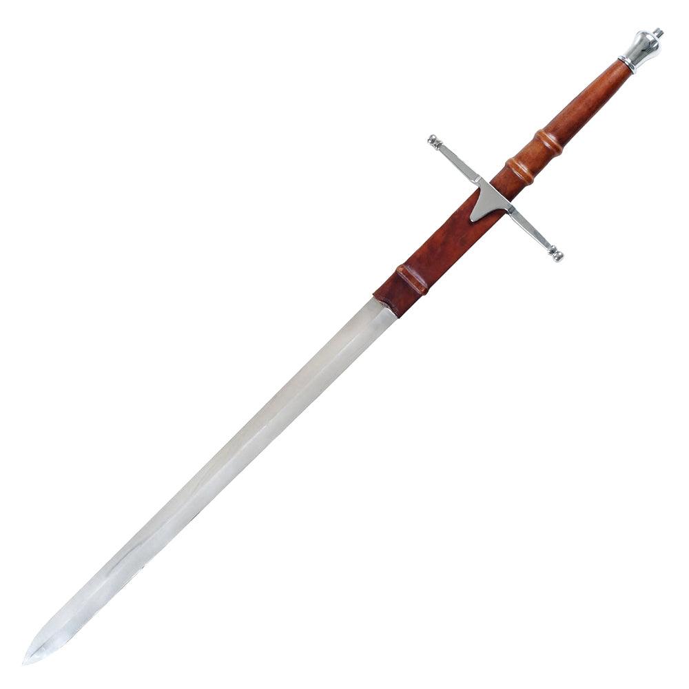 William Wallace Sword from Braveheart Replica Medieval Sword Stainless Steel Double Edged Blade, Metal Hilt, With Leather Sheath - propswords