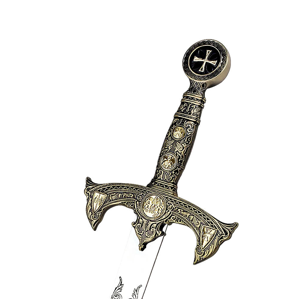 Legends In Steel Knights Templar Long Sword and Wall Plaque - propswords