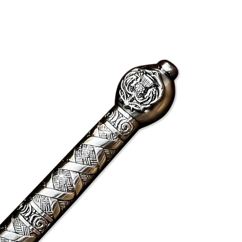 38" Handmade Stainless Steel Rat-Tail Scottish Claymore Sword With Leather Sheath