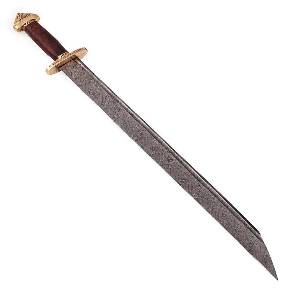 Handmade Damascus Steel Medieval Lang Seax 7th Century Viking Sword - propswords