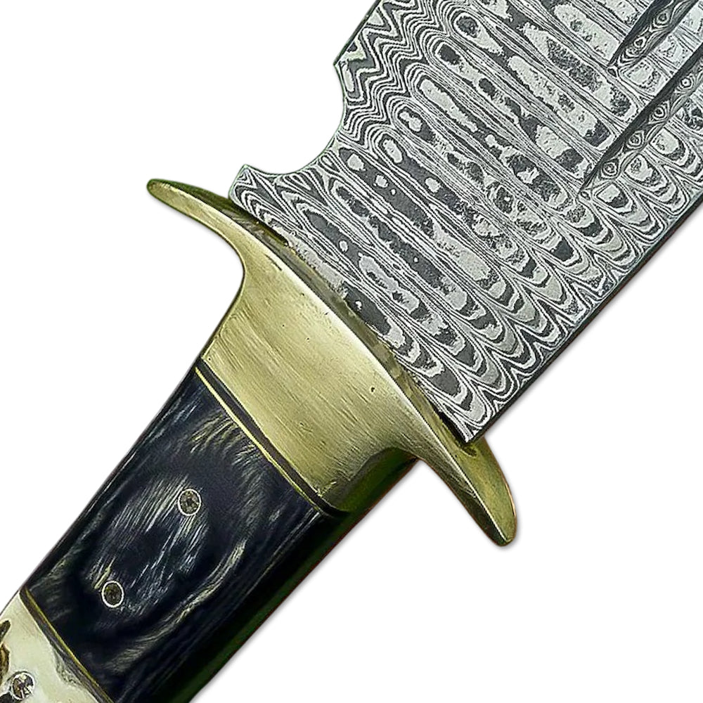 21" Handmade Damascus Steel Bowie Knife With Leather Sheath - propswords