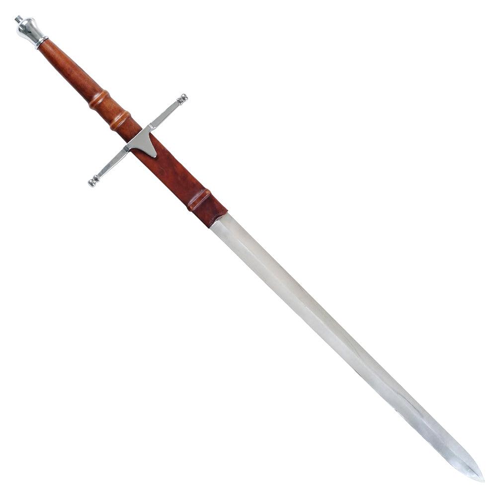 William Wallace Sword from Braveheart Replica Medieval Sword Stainless Steel Double Edged Blade, Metal Hilt, With Leather Sheath - propswords