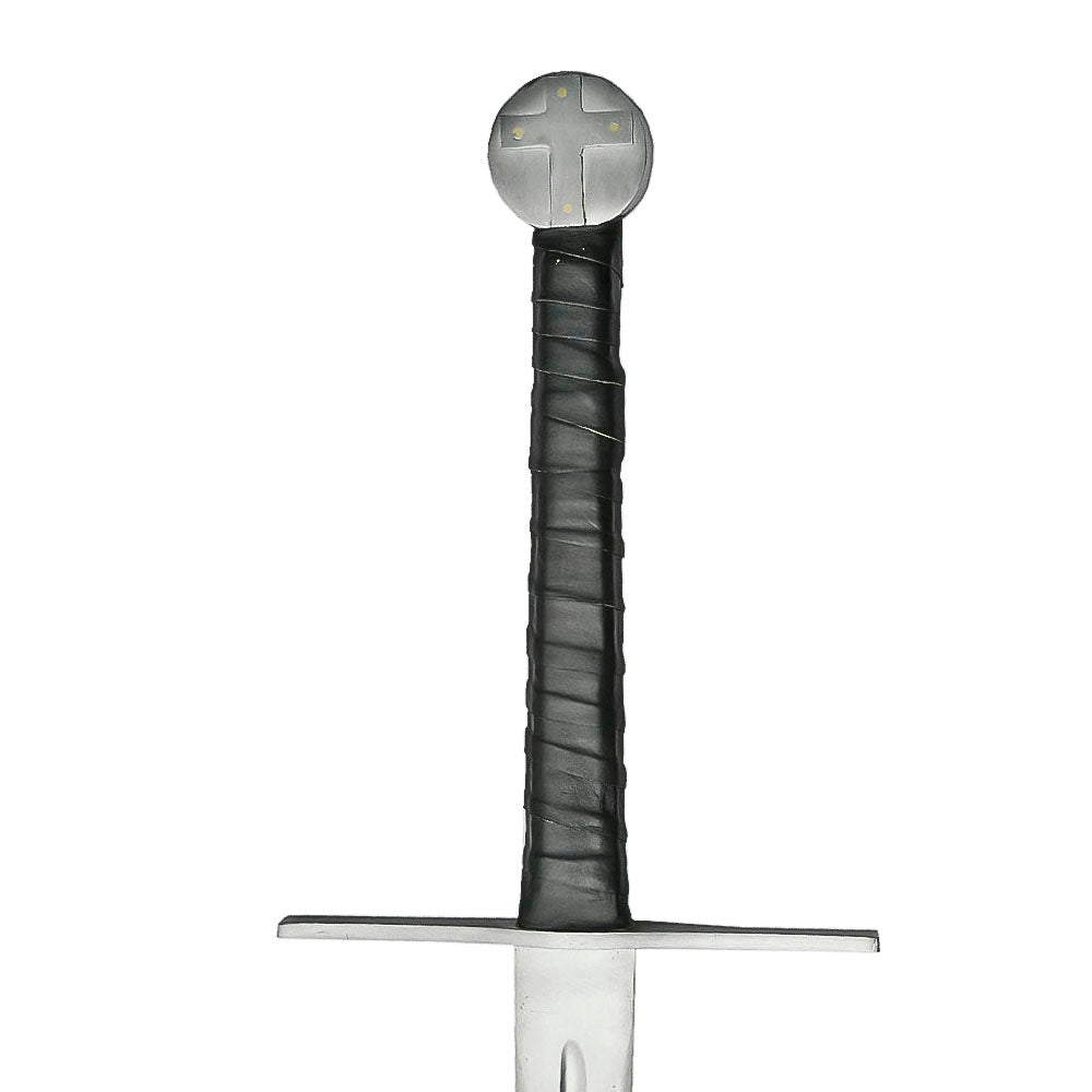 48” Handmade Stainless Steel Medieval Cross Sword With Scabbard, Black - propswords