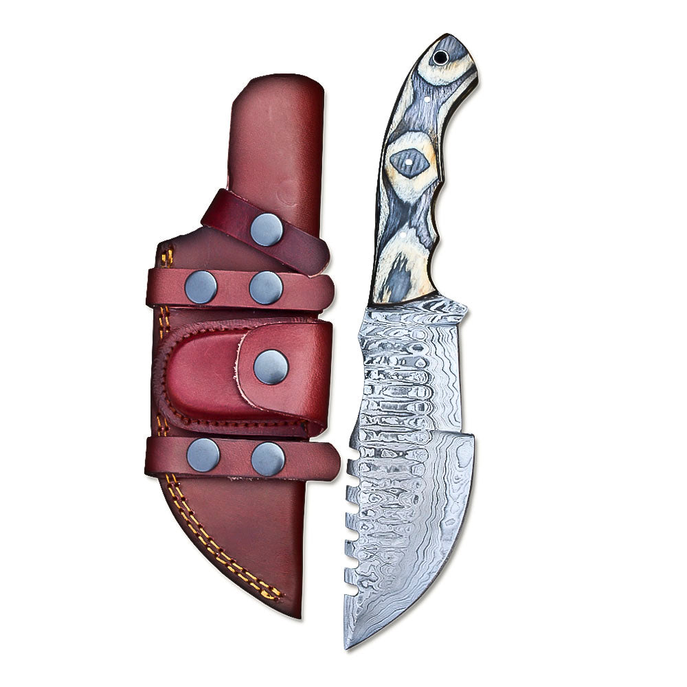 Handmade Damascus Steel Full Tang Tracker Knife With Leather Sheath-Survival, Hunting, Bowie, Outdoor - propswords