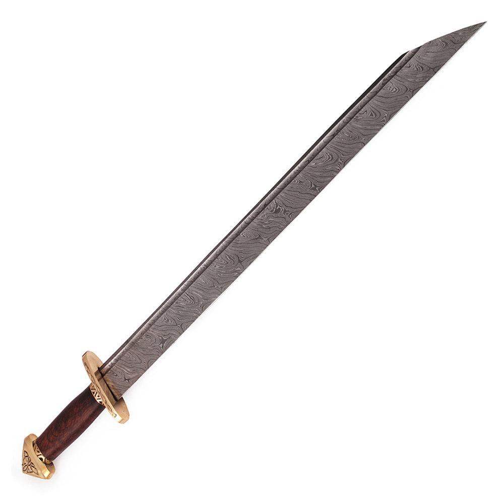 Handmade Damascus Steel Medieval Lang Seax 7th Century Viking Sword - propswords