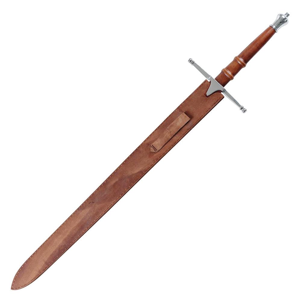William Wallace Sword from Braveheart Replica Medieval Sword Stainless Steel Double Edged Blade, Metal Hilt, With Leather Sheath - propswords