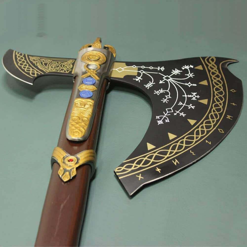 Hand-Forged Leviathan Axe Replica – God of War Inspired, Life-Size Level 7 Kratos Axe - propswords