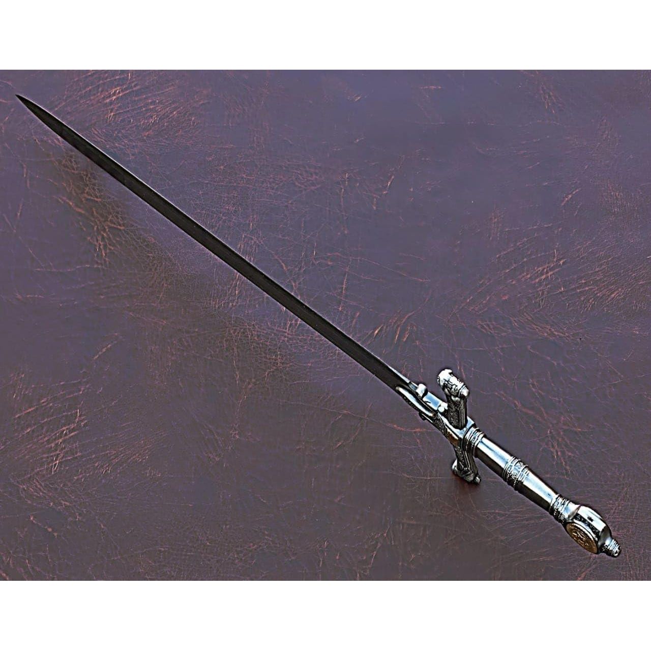 Handmade King Solomon Sword with Leather Sheath/Damascus Steel Sword - propswords