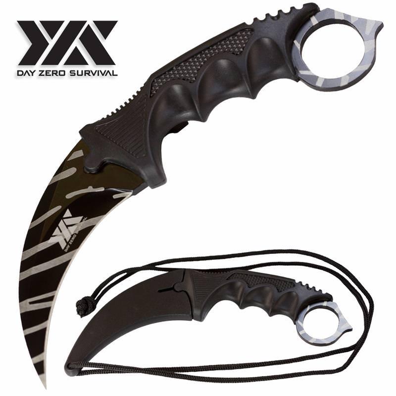 Day Zero Survival Tactical Combat Karambit Neck Knife Fixed Blade 7.5" - propswords