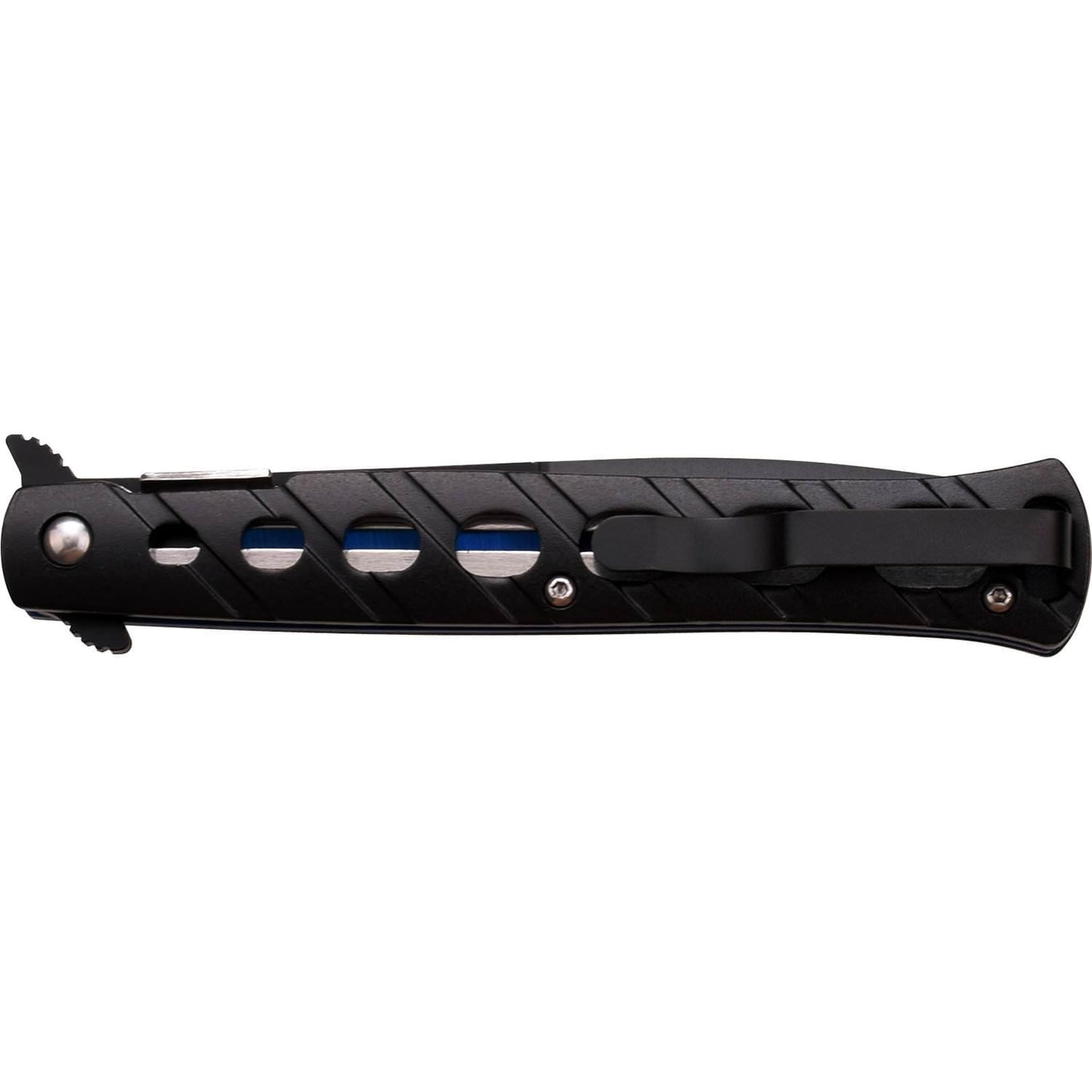 Spring Assist Pocket Folding Knife Mtech Black Blue Tactical Stiletto Blade - propswords