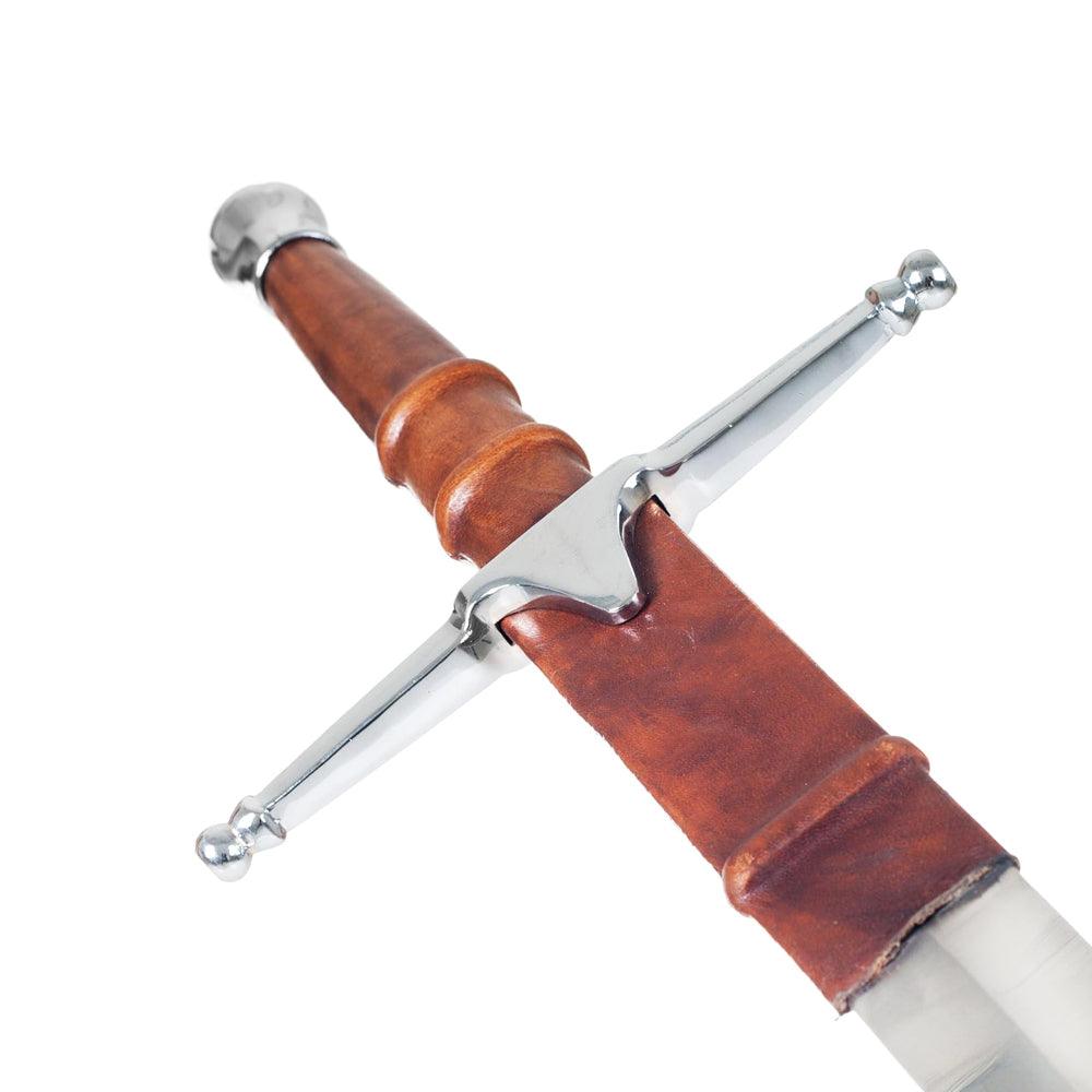 William Wallace Sword from Braveheart Replica Medieval Sword Stainless Steel Double Edged Blade, Metal Hilt, With Leather Sheath - propswords