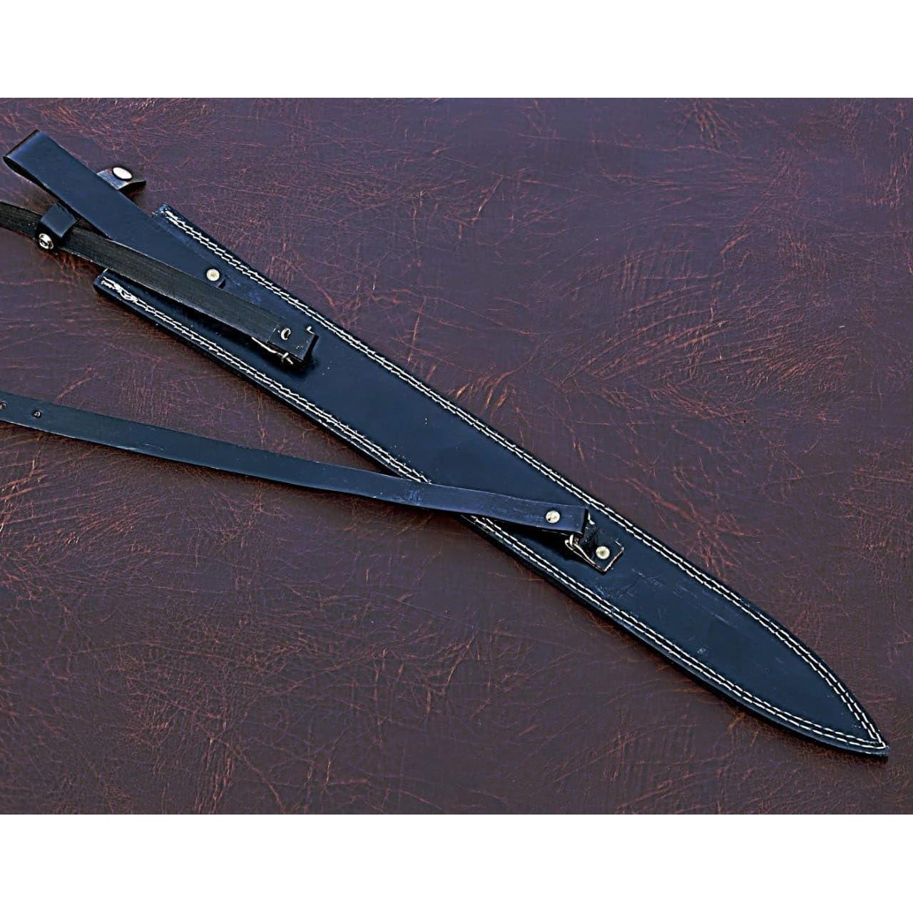 Handmade King Solomon Sword with Leather Sheath/Damascus Steel Sword - propswords