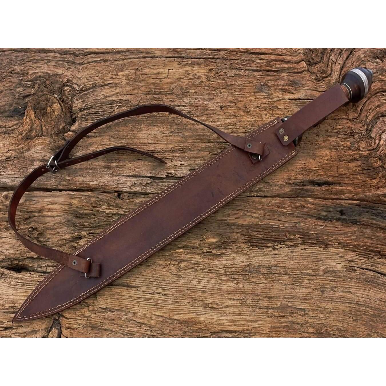 Damascus Steel Gladiator Sword/Handmade Roman Gladius Sword/Sword with Leather - propswords