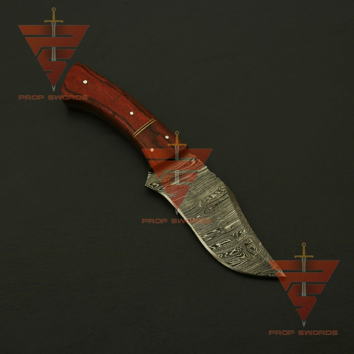 Customized Damascus Steel Hunting Knife: Personalized Handle and Guard Design, Enhanced with Custom Leather Sheath - Perfect for EDC and Camping Adventures - propswords