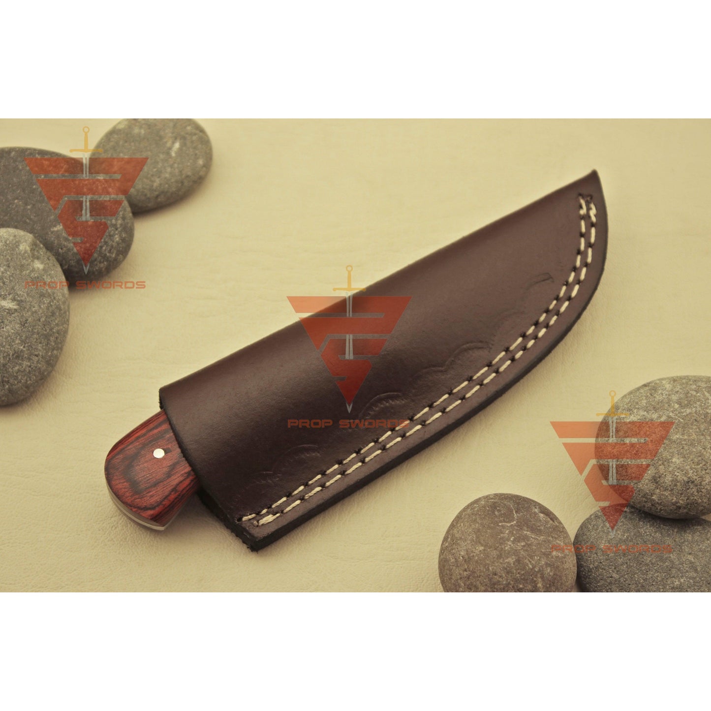 6 inches World Best Handmade Damascus Blade skinner Hunting Knife with Beautiful Handle Style, Brown Leather Sheath - propswords