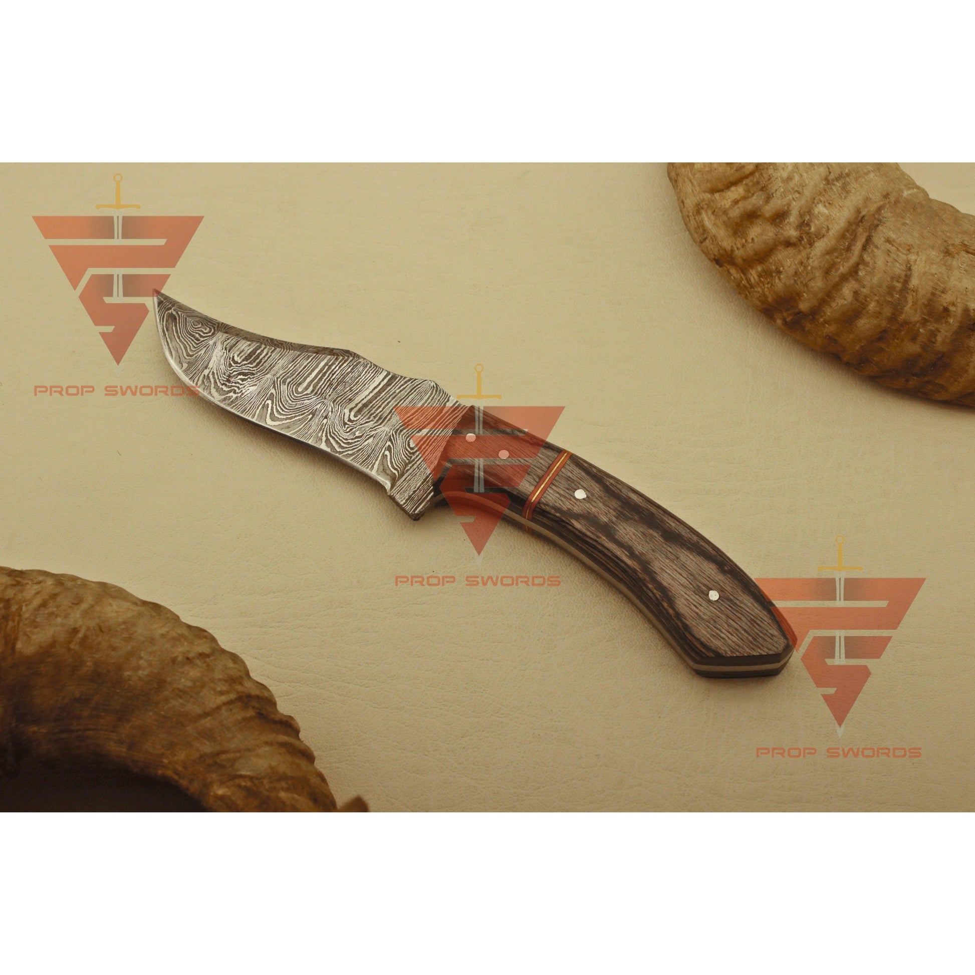 Handcrafted Full Tang Damascus Steel Hunting Camping Skinner Knife - Rosewood Handle - Ideal Gift For Him - Essential EDC Gear - propswords