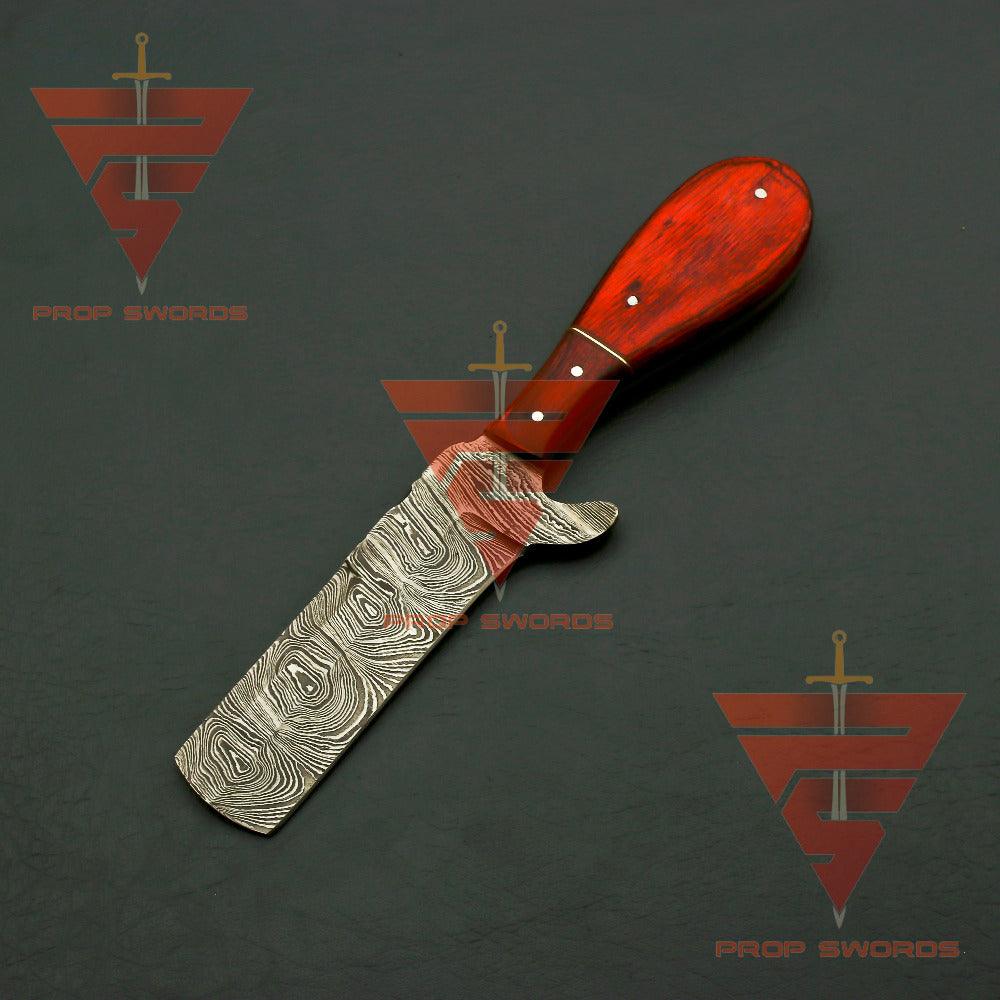 Handcrafted Damascus Steel Hunting Fixed Blade Knife with Leather Sheath - Exquisite Redwood Handle - Ideal Gift For Him | EDC - propswords