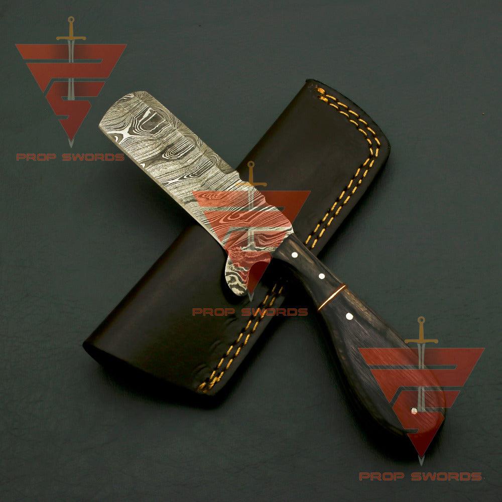 Handmade Damascus Steel Hunting Skinner Knife Pure Rosewood Handle, Comes With Leather Sheath - propswords