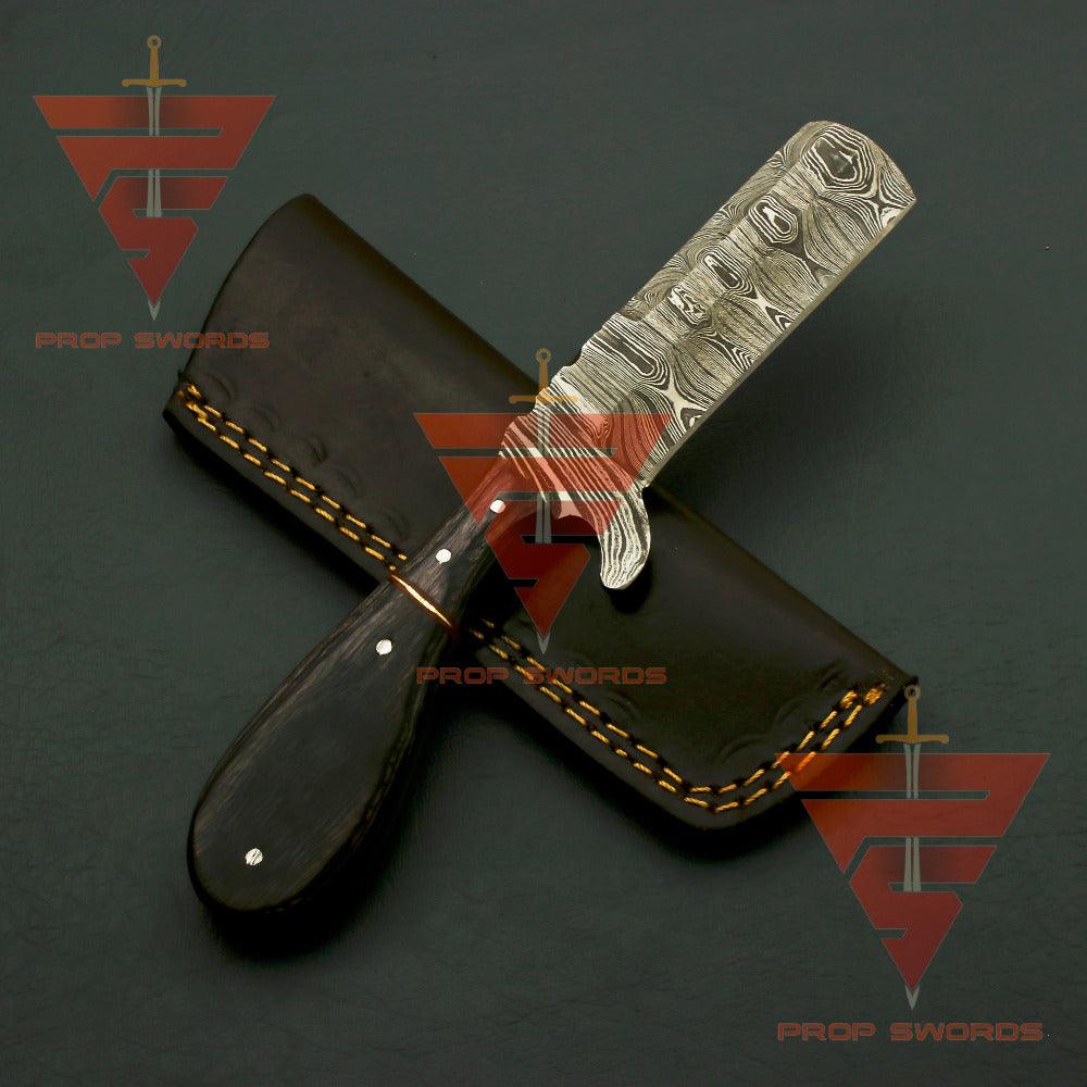 Handmade Damascus Steel Hunting Skinner Knife Pure Rosewood Handle, Comes With Leather Sheath - propswords