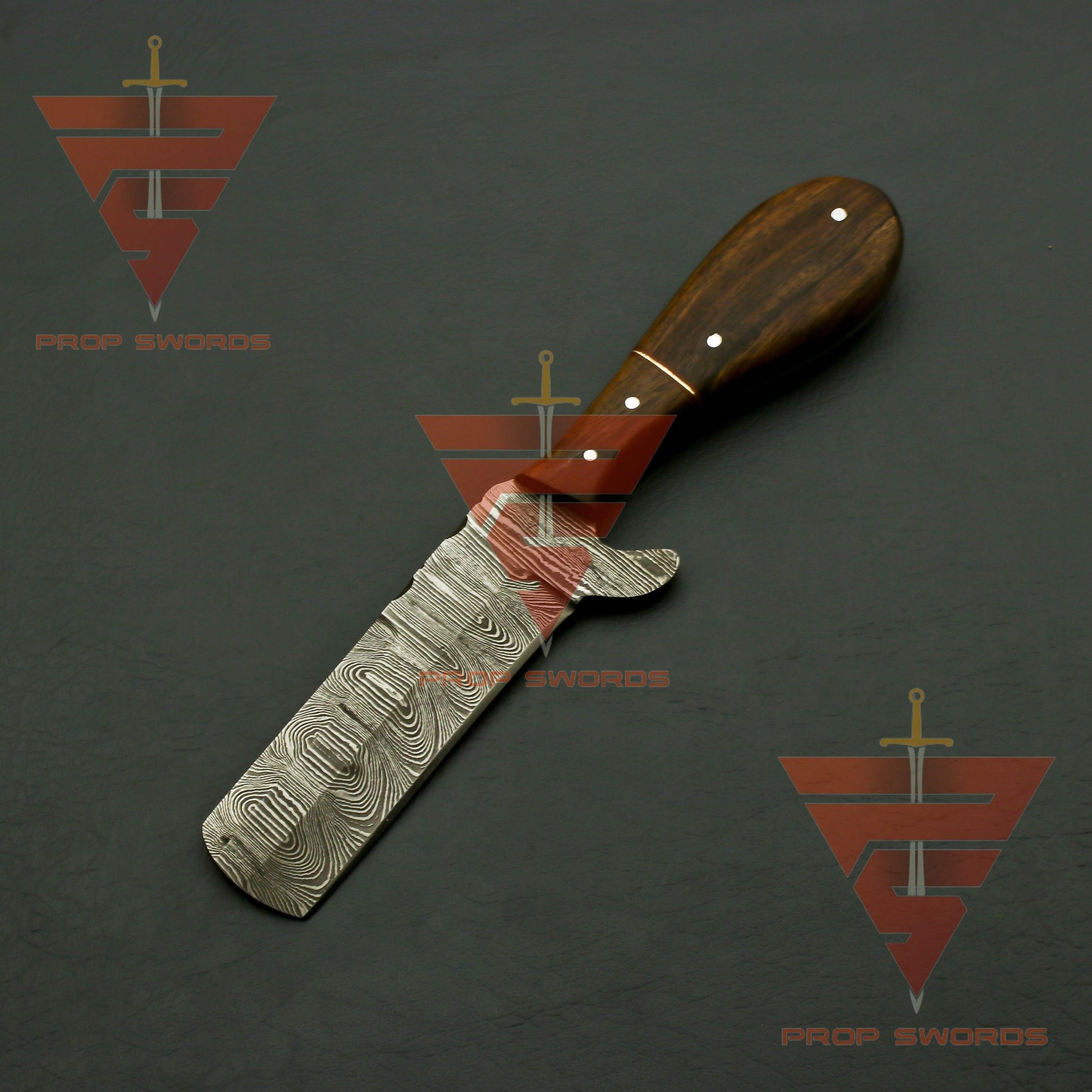 Hand Forged Damascus Hunting Knife, Damascus Knife Personalized Camping Knife,Rosewood Handle with Leather Sheath - propswords