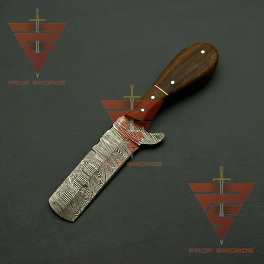 Hand Forged Damascus Hunting Knife, Damascus Knife Personalized Camping Knife,Rosewood Handle with Leather Sheath - propswords