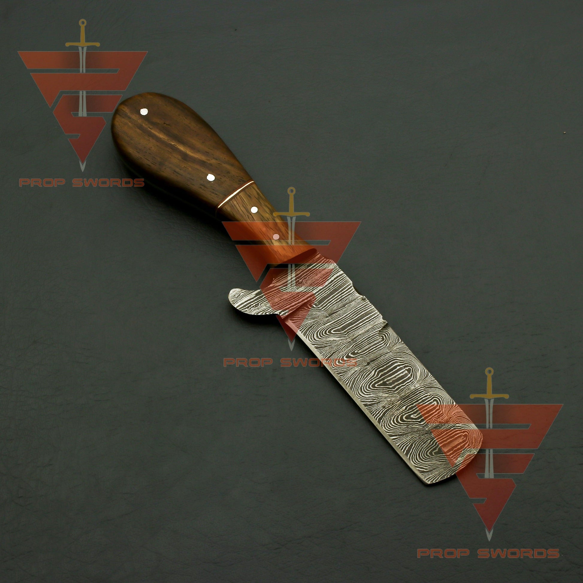 Hand Forged Damascus Hunting Knife, Damascus Knife Personalized Camping Knife,Rosewood Handle with Leather Sheath - propswords