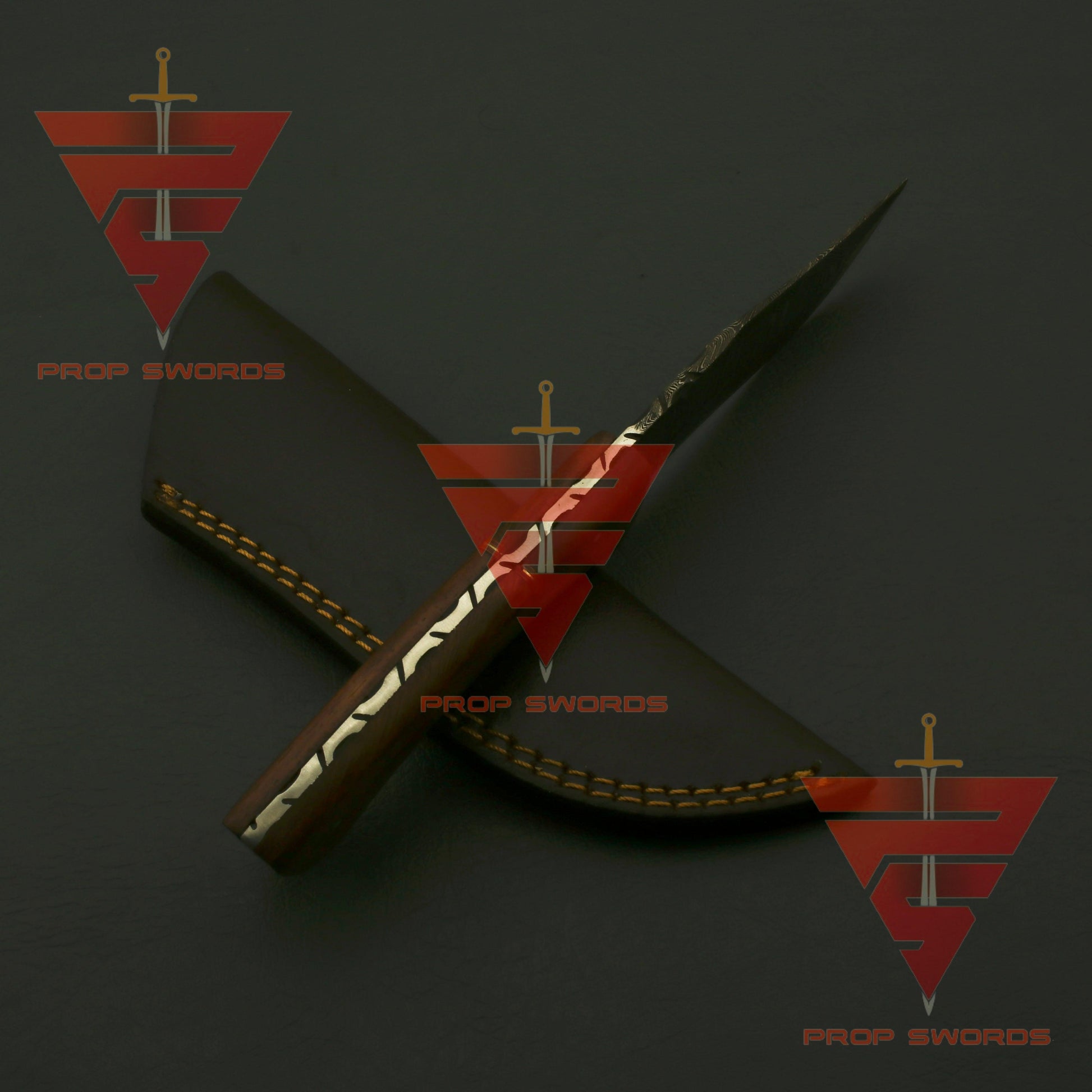 Handcrafted Damascus Steel Hunting Fixed Blade Knife with Leather Sheath - Exquisite Redwood Handle - Ideal Gift For Him | EDC - propswords