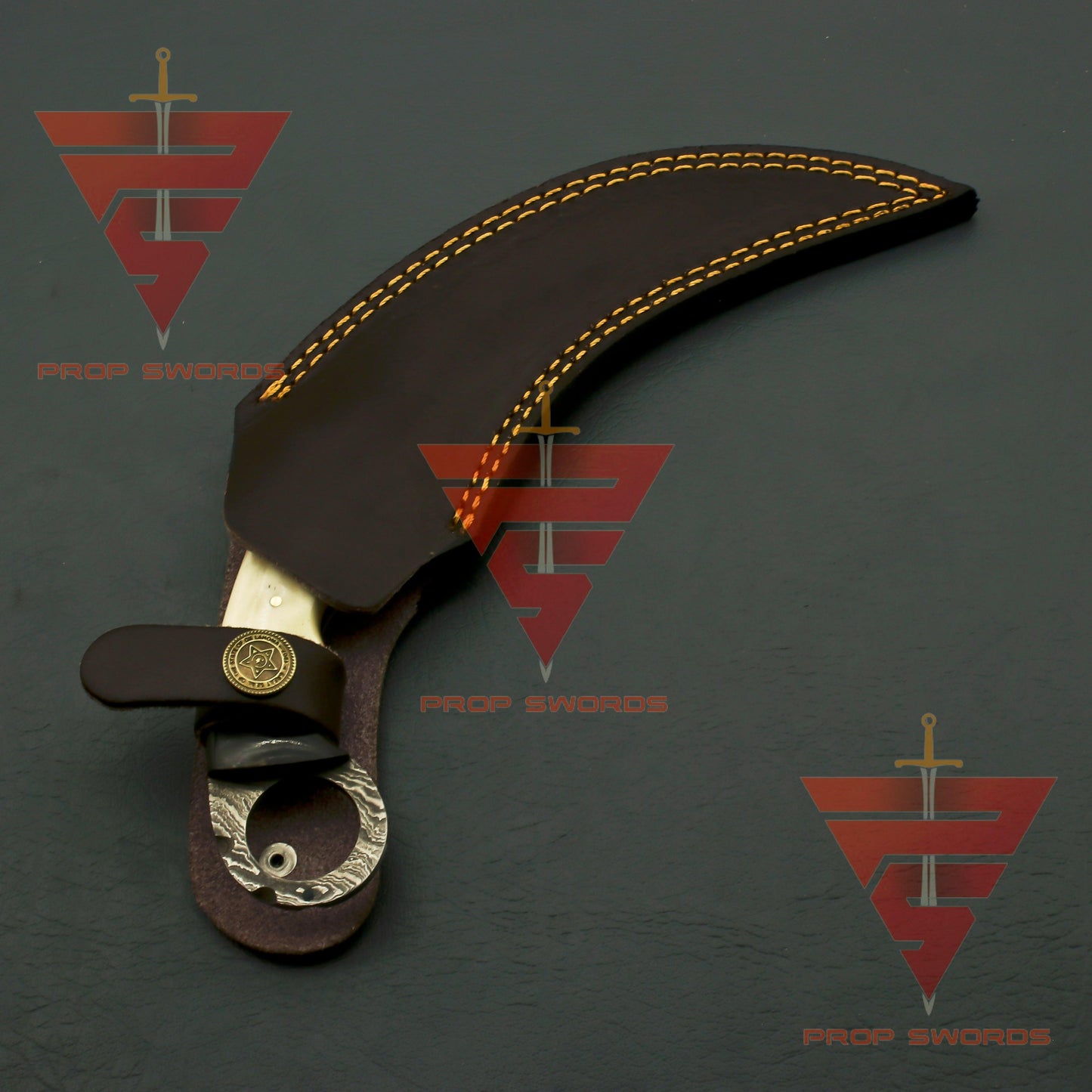 Artisan Crafted Damascus Steel Tactical Karambit Knife: Complete with Leather Sheath - propswords
