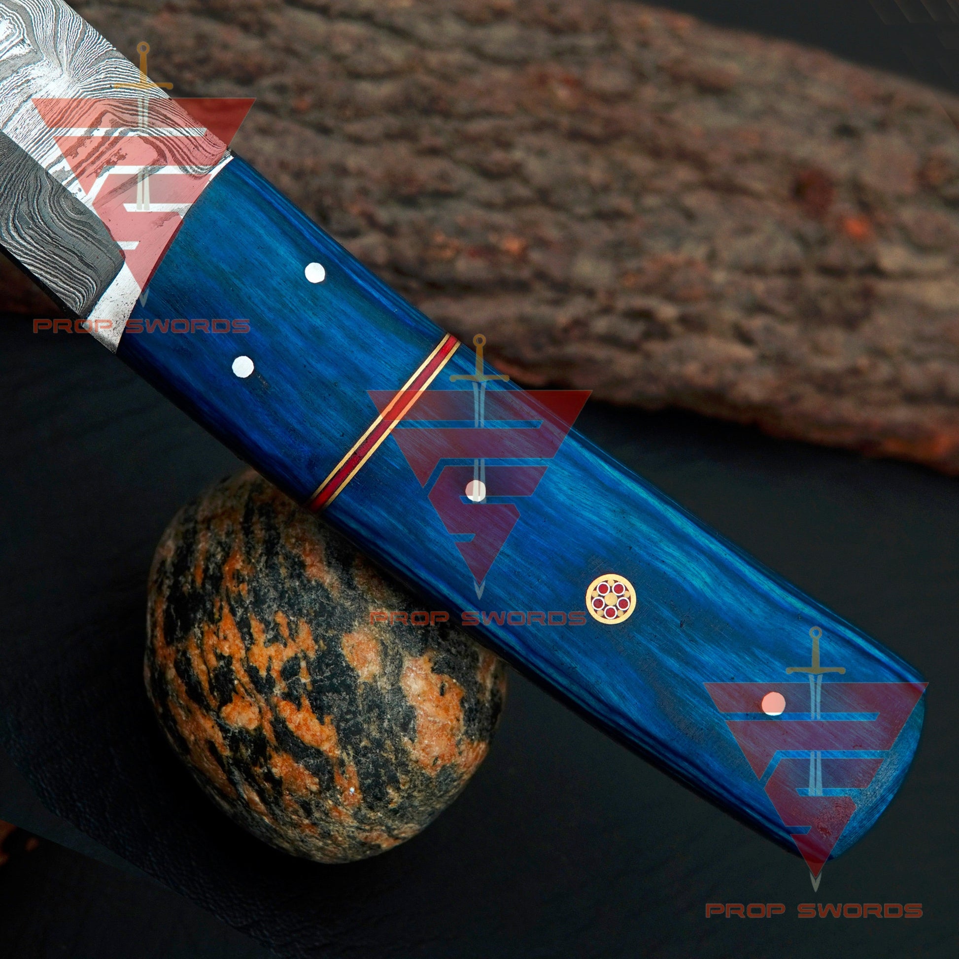 Masterfully Crafted Damascus Steel Tanto Point Hunting Knife with Stunning Handle and Leather Sheath – An Unparalleled Gift for Him - propswords