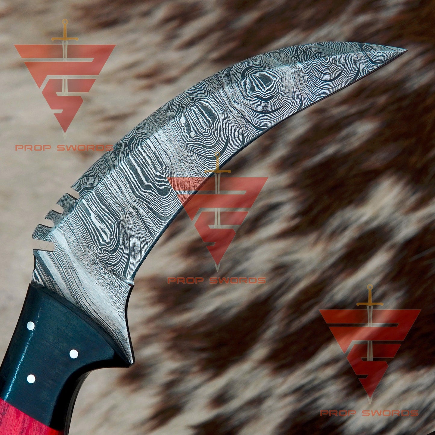 Handcrafted Damascus Steel Tactical Karambit with Leather Sheath: Deadly Precision and Exceptional Craftsmanship - propswords