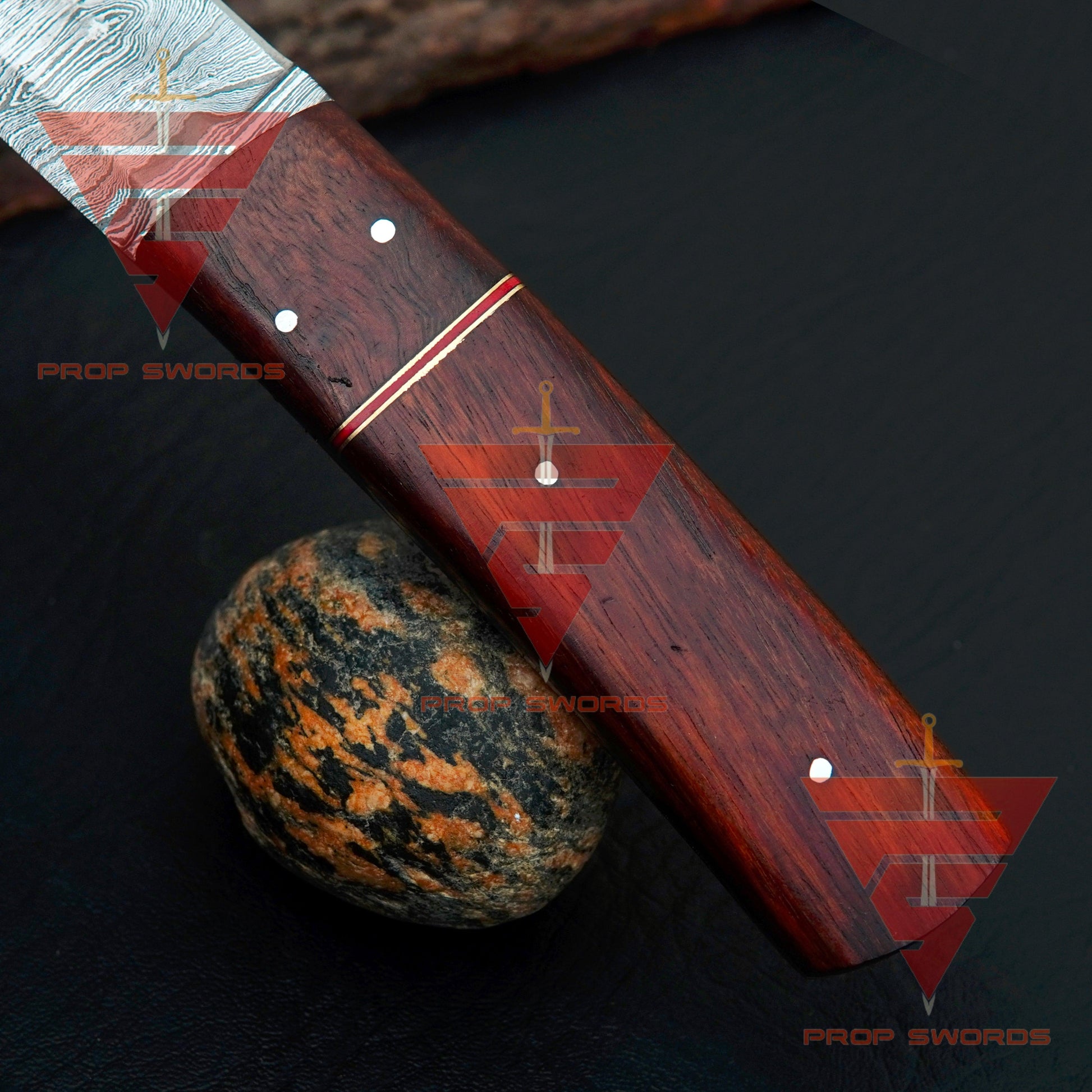 Custom Handcrafted Damascus Steel Tanto Blade Knife with Pure Rosewood Handle and Sheath - Ideal Gift for Him, Perfect for Hunting - propswords